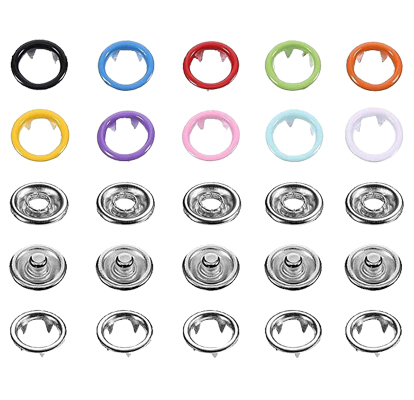 Enamel Prong Ring Snaps With Button Cover