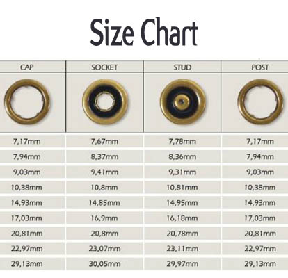 Prong Snap Button Size Chart